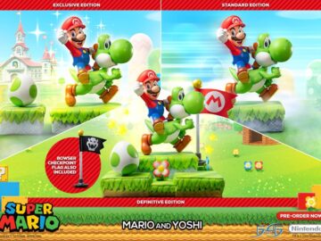 Mario und Yoshi Statue