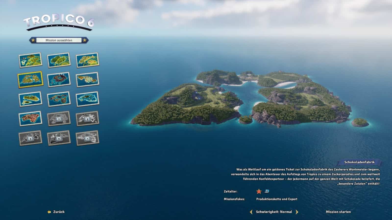 Tropico 6 - Missionsauswahl