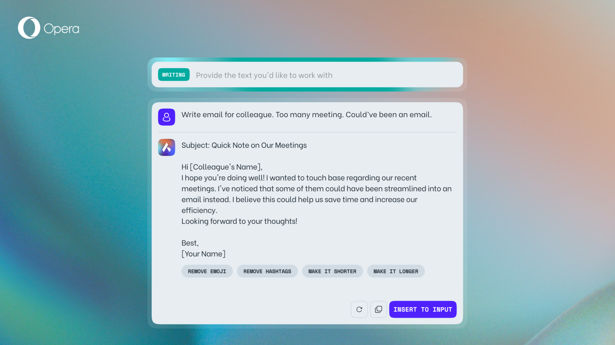 Opera AI Tab Commands 16x9 writing mode