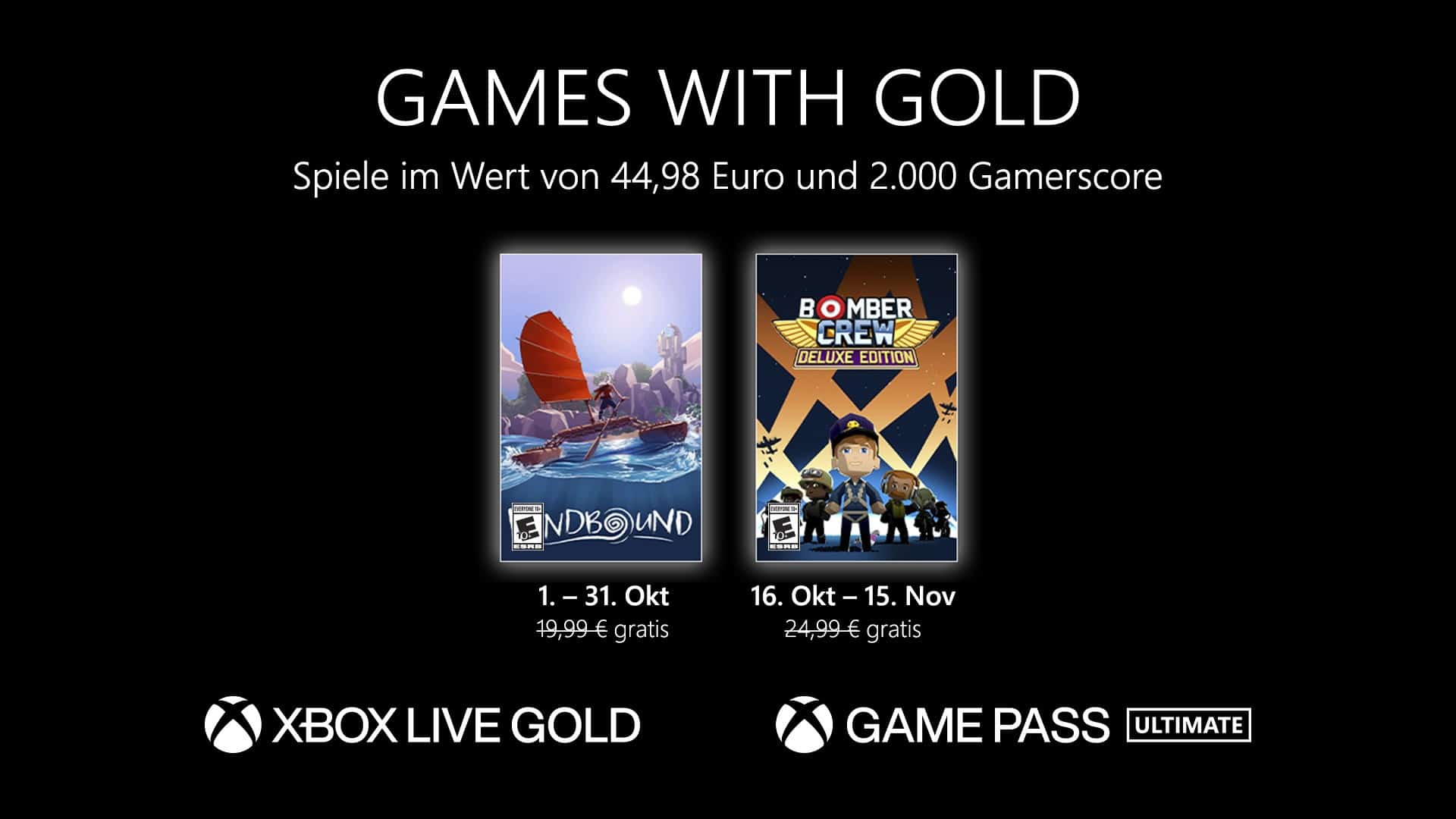 Xbox Games with Gold Oktober 2022